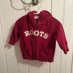Roots 3/6m pink zip up hoodie sweater